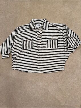 Bucket List Hunter Green & White Striped Button-Up Shirt - Bucket List